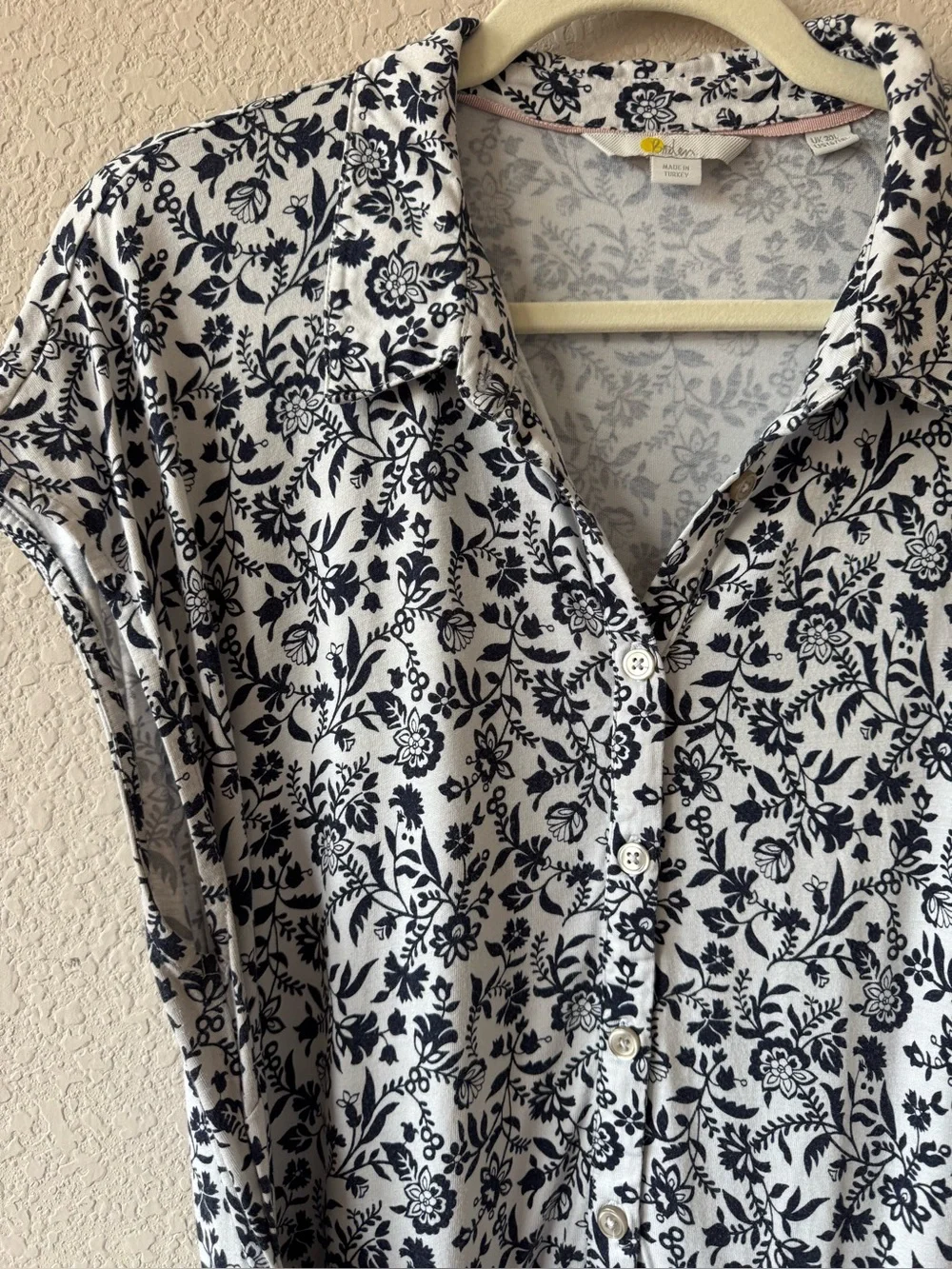 Boden Black and White Floral Midi Shirt Dress 16/18 Long - Picture 9 of 11